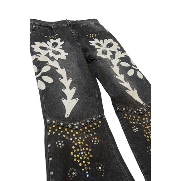 BDG Urban Outfitters '90s Free Mid-Rise Bootcut Jean‎ Black Embellished 28 NWT - Picture 3 of 7
